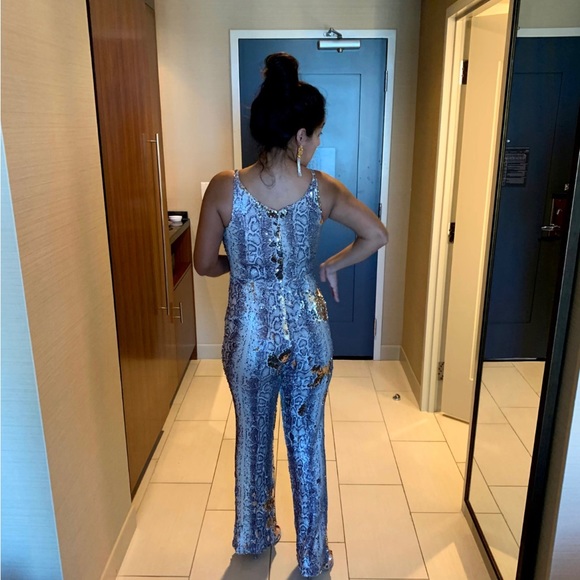 Dress The Population Charlie Sequin Snake-Print Sleeveless Jumpsuit - Worn once - Picture 2 of 5